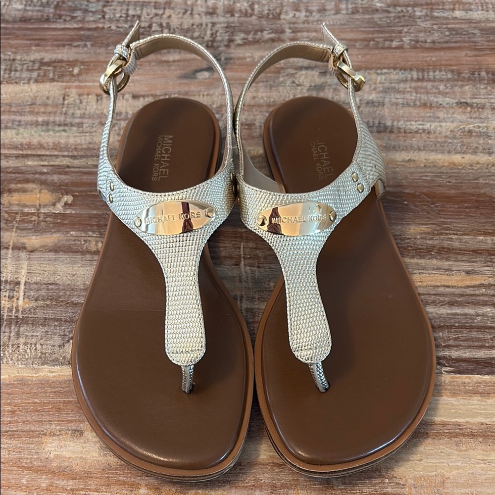Michael Michael Kors Metallic Embossed Sandals
